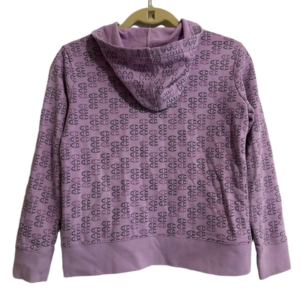 Champion Hoodie Youth Girls LG 14/16 Purple Pullover All Over Print Logo Casual - Picture 5 of 5